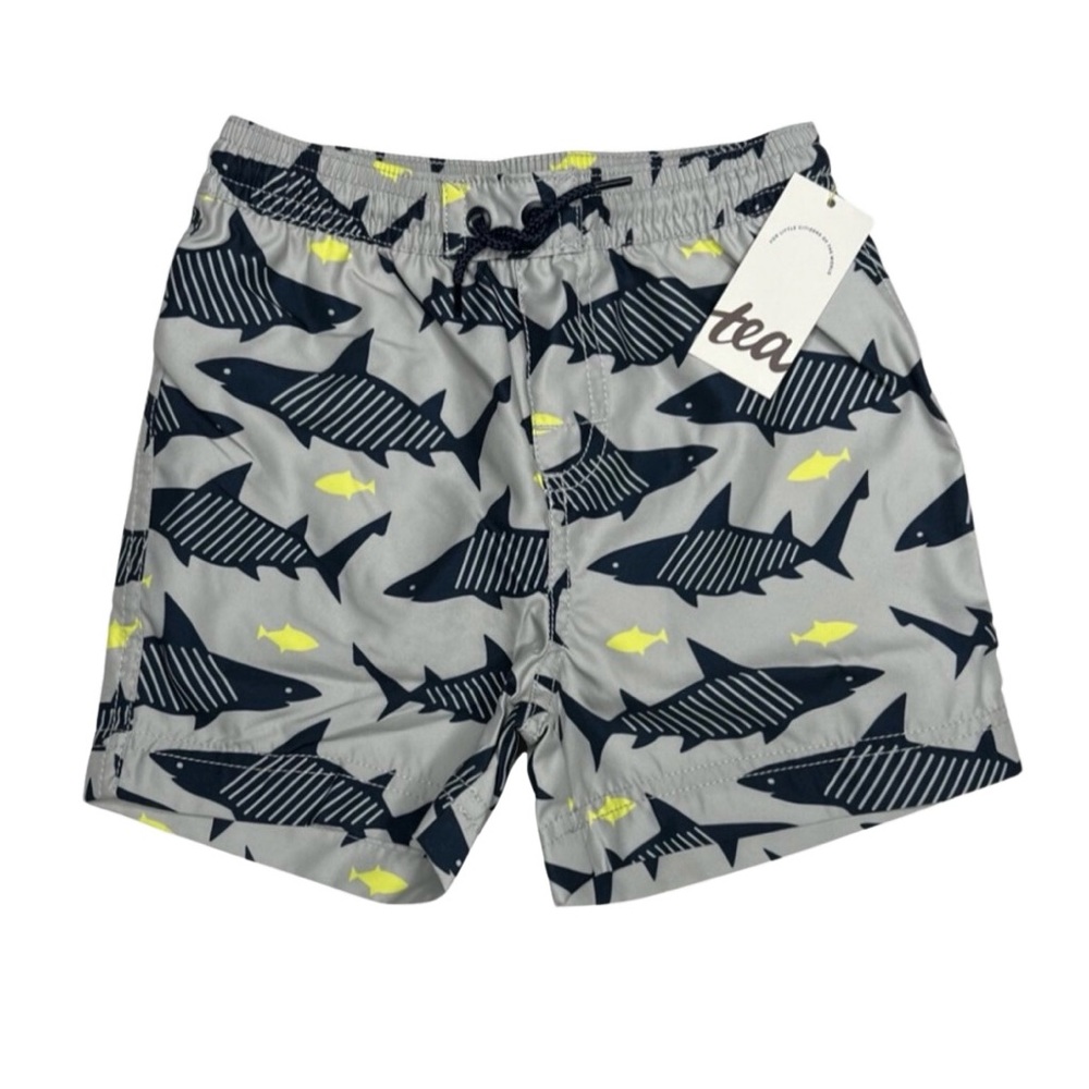Tea Collection Mid-Length Swim Trunk- Sharks